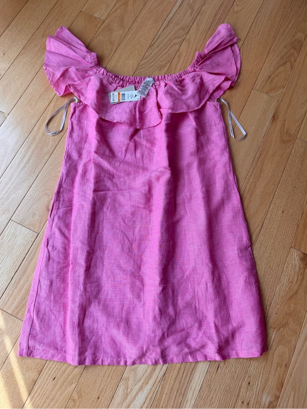 Tommy Bahama Hot Pink Off-Shoulder Linen-Blend Dress